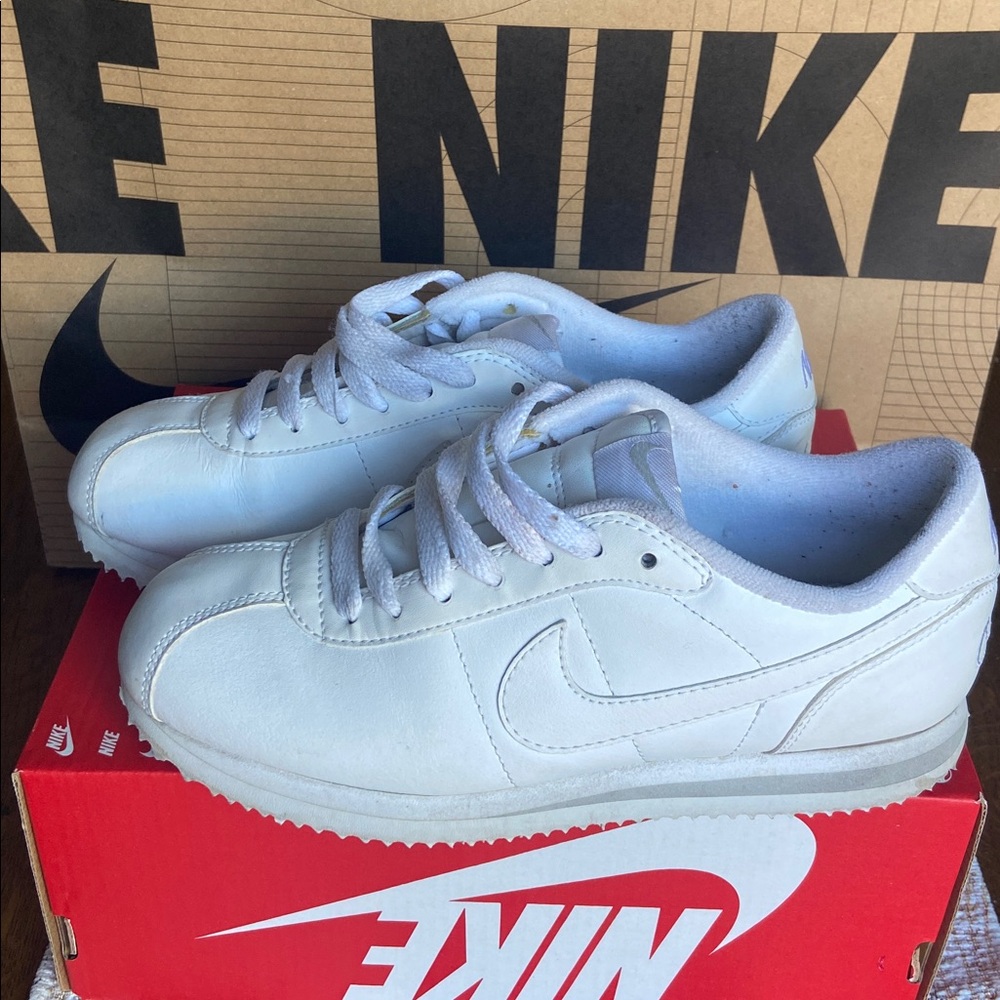 Classic White Kids Nike Cortez